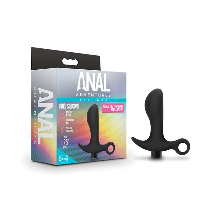 Vee International Inc Blush Anal Blush Anal AdventuresPlatinum Silicone Rechargeable Vibrating Prostate Massager 01 Black