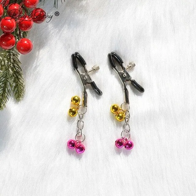 Nipple Clitoral Toys Christmas Bells Nipple Clamps Adjustable Breast Clips Bdsm Bondage Restraints House of Dasein Couples
