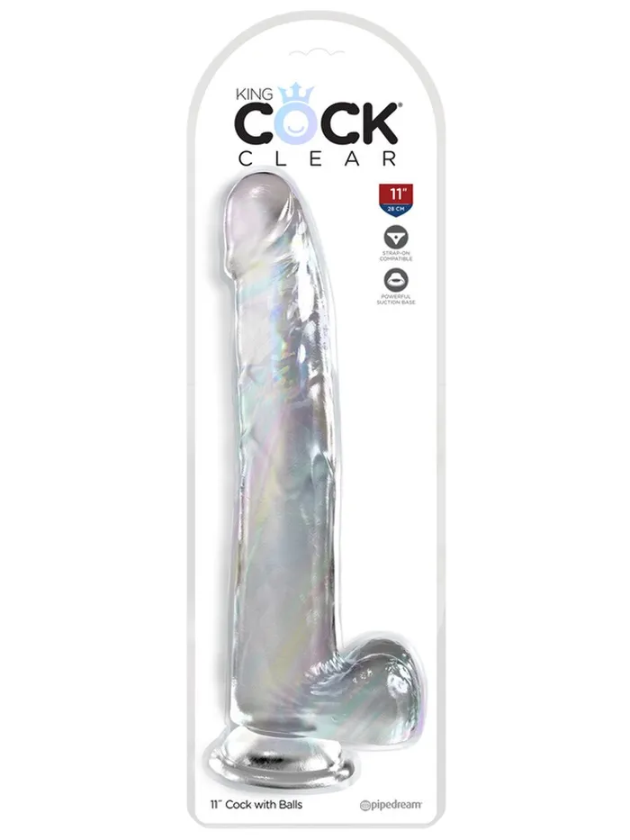 King Cock Clear 11 in with balls Clear Calvista Dildos