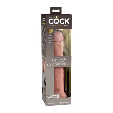 Pipedream Female Sex Toys King Cock Elite 10 in Dual Density Silicone Realistic Dildo