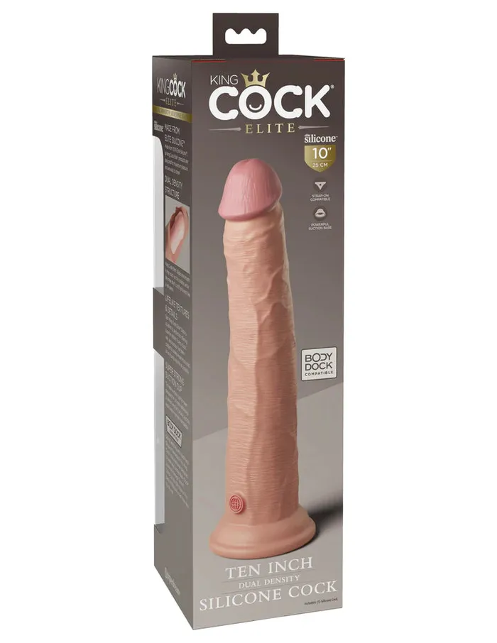 Pipedream Female Sex Toys King Cock Elite 10 in Dual Density Silicone Realistic Dildo