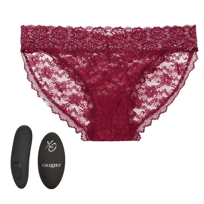 Remote Control Lace Panty Set S M Burgundy CalExotics Female Sex Toys