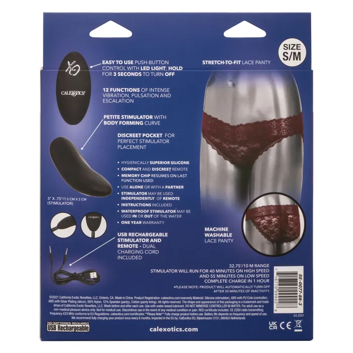 Remote Control Lace Panty Set S M Burgundy CalExotics Female Sex Toys Remote Control Lace Panty Set S M Burgundy CalExotics Female Sex Toys