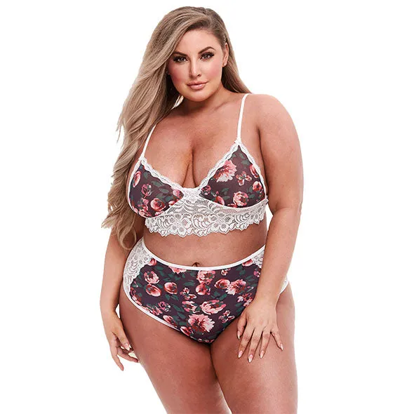 Anal Lucidtoys Baci Grey Floral Lace Bra Set Q
