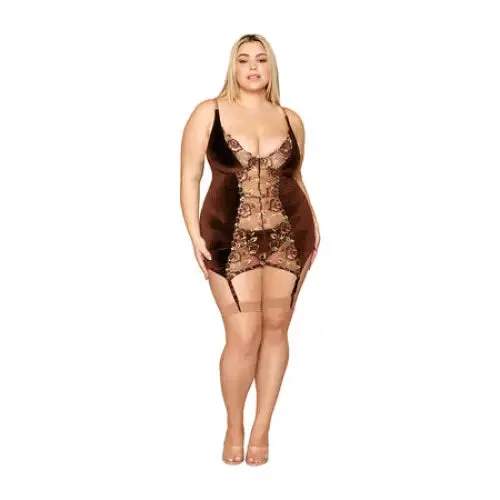 Dreamgirl Garter Slip and Gstring Espresso 2XL Dreamgirl International Vibrators Dreamgirl Garter Slip and Gstring Espresso 2XL Dreamgirl International Vibrators