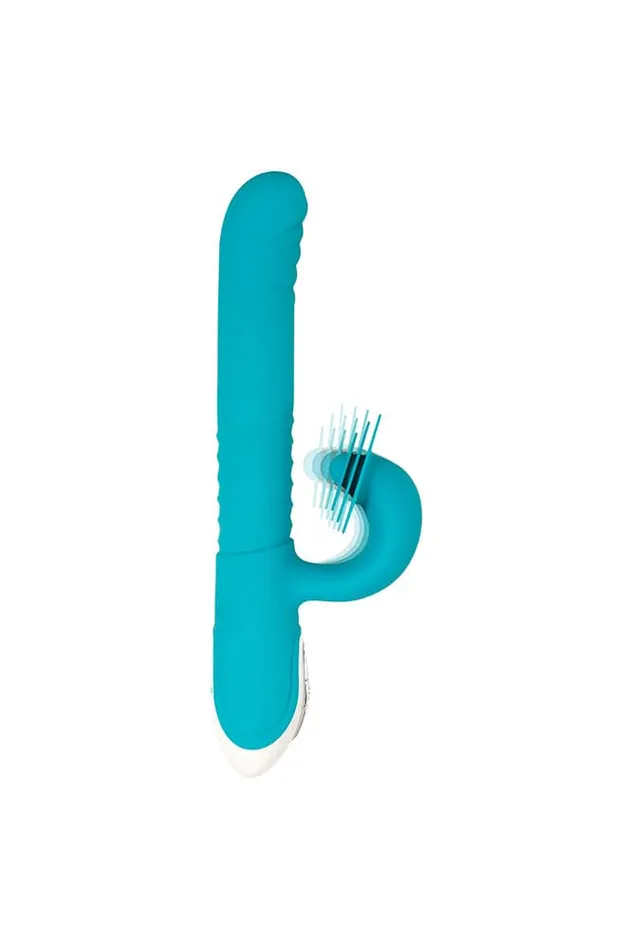 Evolved The Show Stopper Thrusting Dual Vibrator Blue Evolved Vibrators