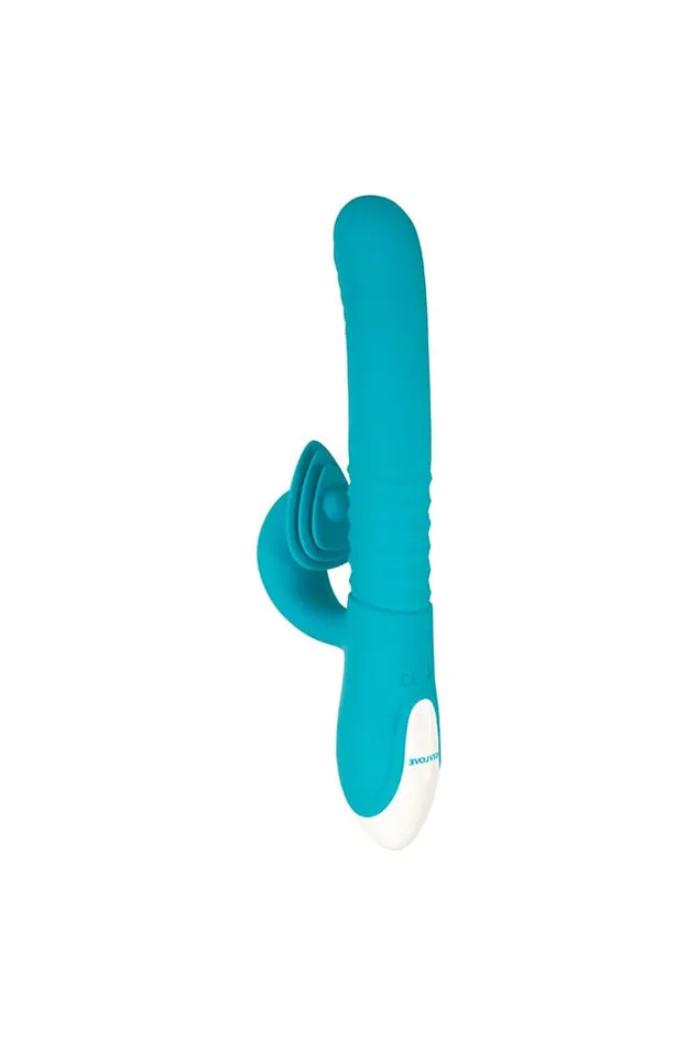 Evolved The Show Stopper Thrusting Dual Vibrator Blue Evolved Vibrators