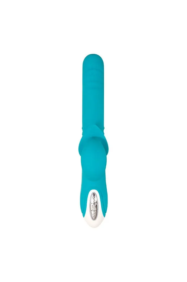 Evolved The Show Stopper Thrusting Dual Vibrator Blue Evolved Vibrators