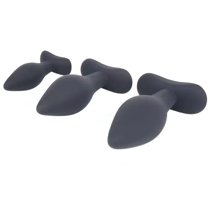 Black Silicone Plug Training Set For Men 3Pieces Love Plugs Anal