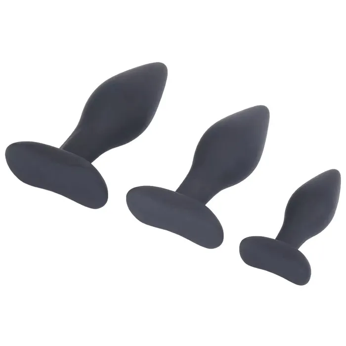 Black Silicone Plug Training Set For Men 3Pieces Love Plugs Anal
