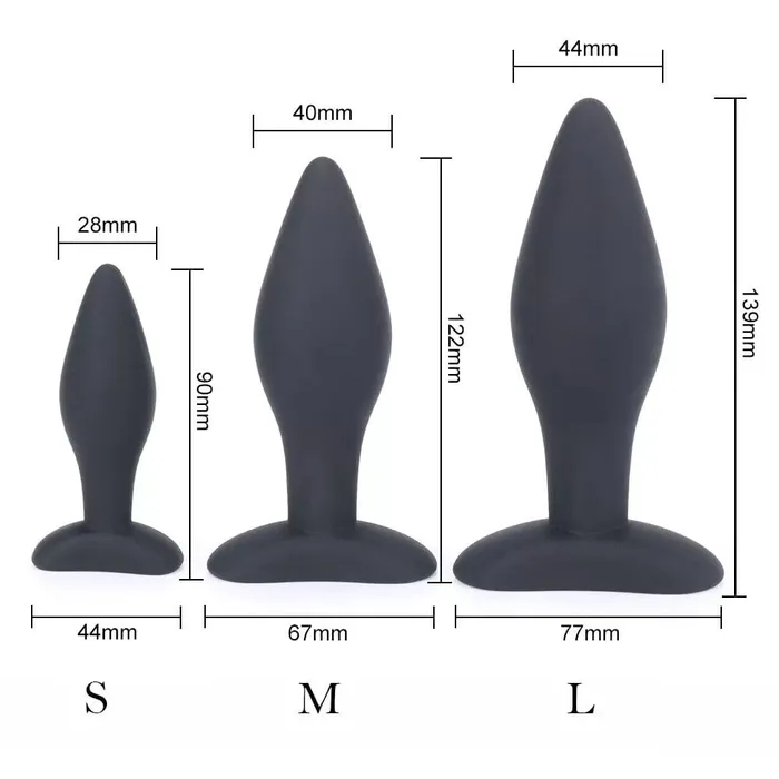 Black Silicone Plug Training Set For Men 3Pieces Love Plugs Anal