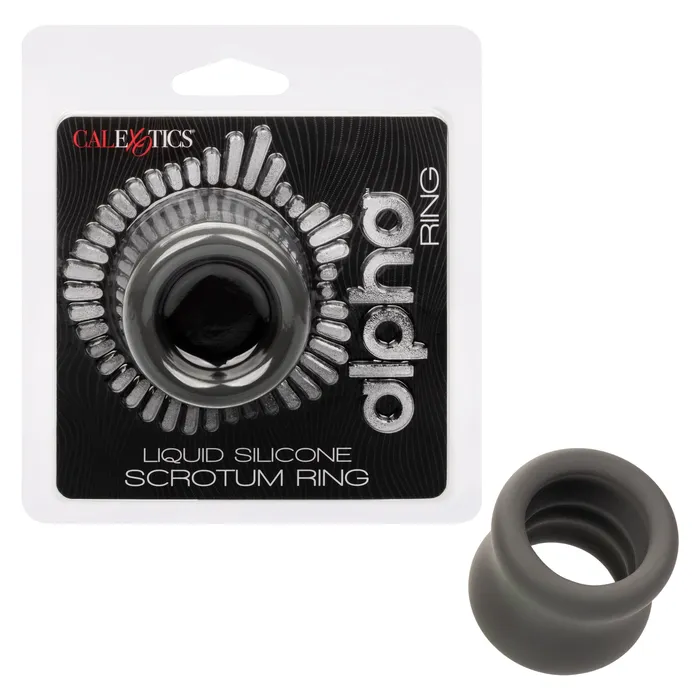California Exotics Male Sex Toys California Exotics Alpha Liquid Silicone Scrotum Cock Ring Gray