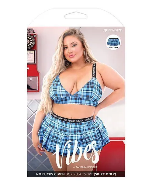 Fantasy Lingerie Vibrators Vibes No Fucks Given Box Pleat Skirt Monday Blue Qn