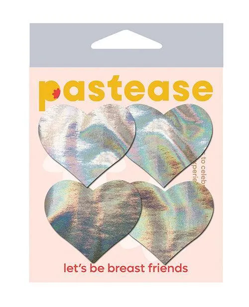 Pastease Anal Pastease Premium Petites Holographic Heart Silver Os Pack Of 2 Pair