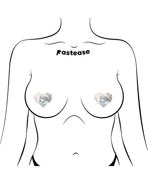 Pastease Anal Pastease Premium Petites Holographic Heart Silver Os Pack Of 2 Pair