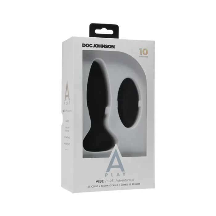 A Play Vibe Rechargeable Adventurous Anal Plug Remote Black Doc Johnson Anal A Play Vibe Rechargeable Adventurous Anal Plug Remote Black Doc Johnson Anal