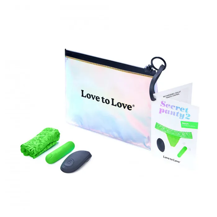 Lovely Planet USA Vibrators Love to Love Secret Panty 2 Neon Green gift bag packaging Lovely Planet USA Vibrators Love to Love Secret Panty 2 Neon Green gift bag packaging