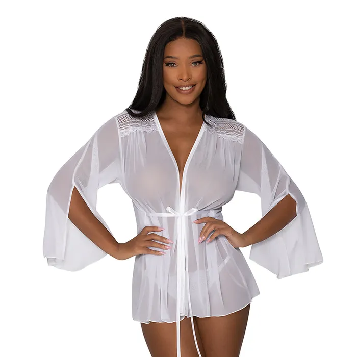 Male Sex Toys Magic Silk Modern Romance Short Robe White LXL Magic Silk