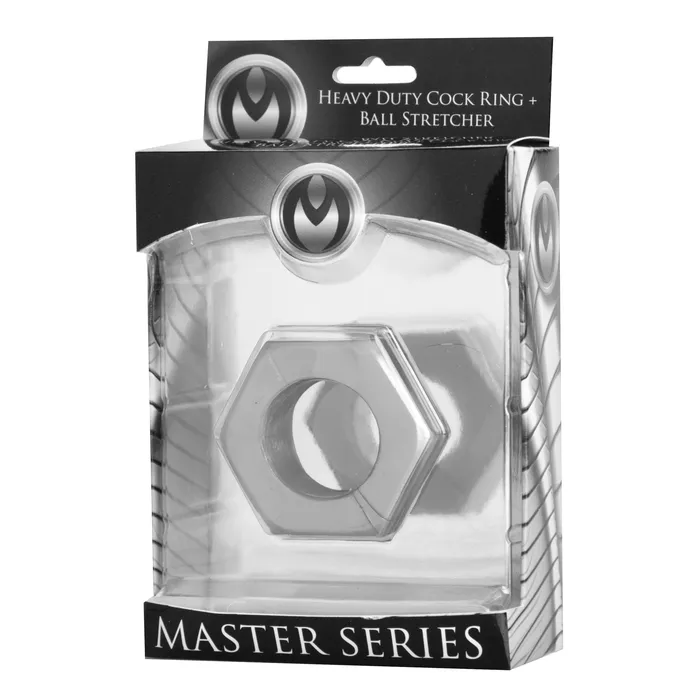 Master Series Male Sex Toys Silver Hex Heavy Duty Cock Ring and Ball Stretcher