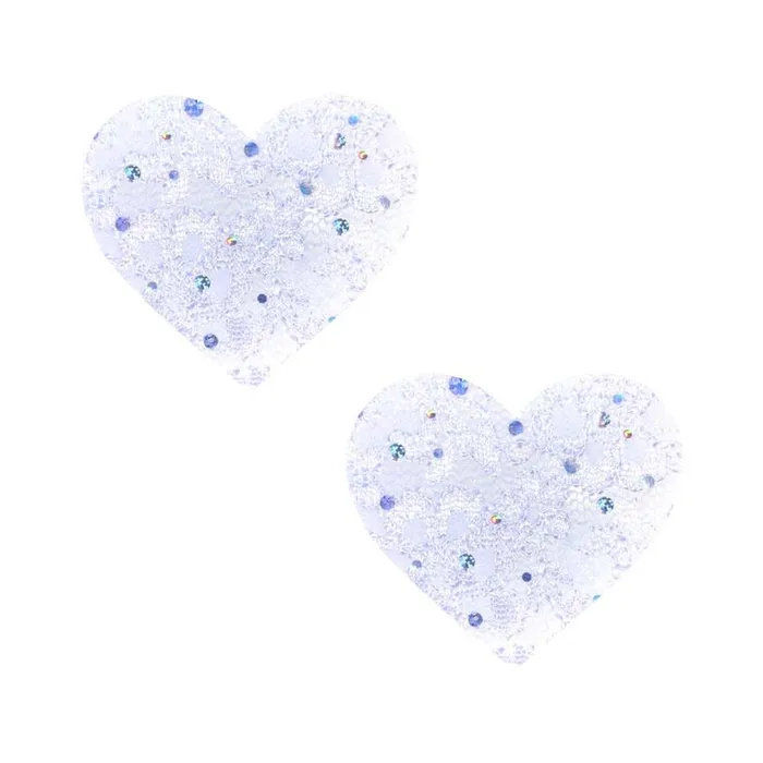 Neva Nude Pasty Heart Sequin Lace White Neva Nude LLC Female Sex Toys