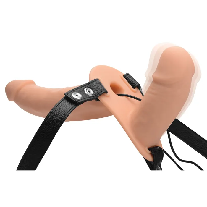 Power Pegger Silicone Vibrating Double Dildo with Harness Strap U Female Sex Toys