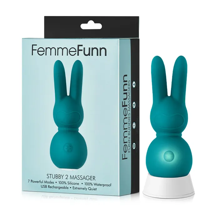 Vvole Female Sex Toys FemmeFunn Funn Buddies Stubby 2 Massager Rechargeable Silicone Vibrator with Ears Turquoise Vvole Female Sex Toys FemmeFunn Funn Buddies Stubby 2 Massager Rechargeable Silicone Vibrator with Ears Turquoise