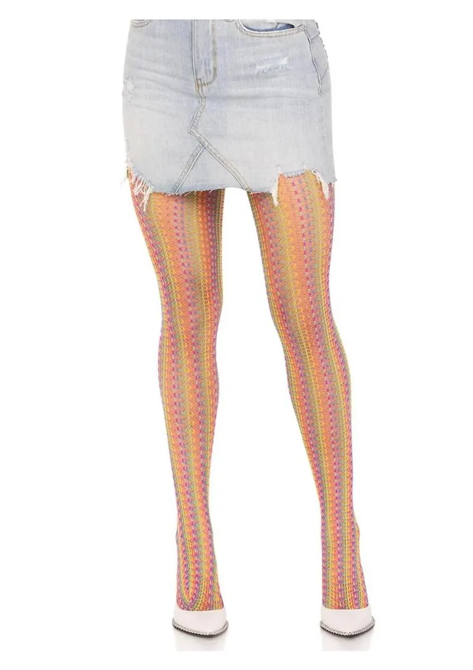 Anal Leg Aventue Rainbow Crochet Net Tights Leg Avenue