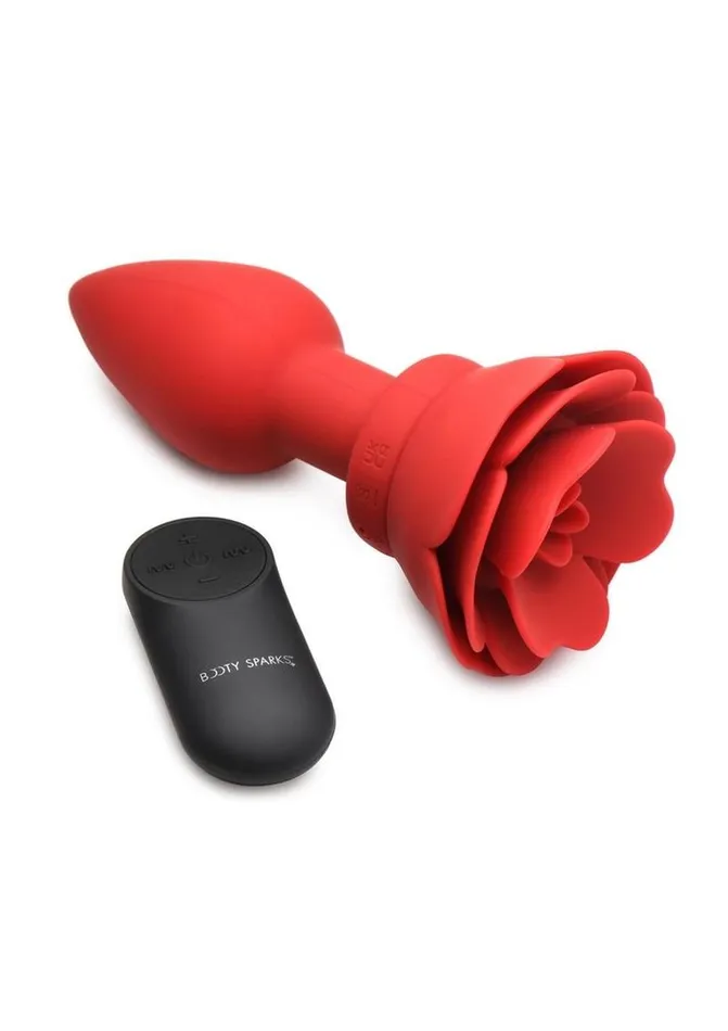 Booty Sparks Male Sex Toys Booty Sparks 28x Rechargeable Silicone Vibrating Rose Anal Plug with Remote Control