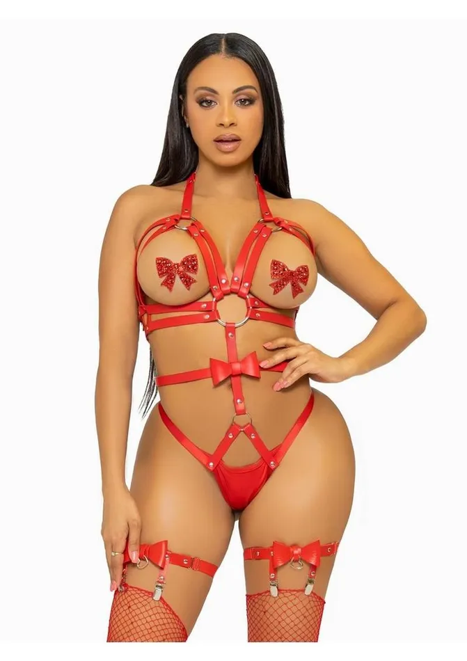 Leg Avenue Female Sex Toys Leg Avenue Convertible Vegan Leather ORing Studded Harness Teddy with Panty Straps and Bow Leg Avenue Female Sex Toys Leg Avenue Convertible Vegan Leather ORing Studded Harness Teddy with Panty Straps and Bow