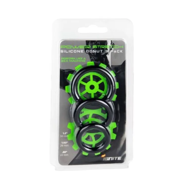 Anal Si Novelties Power Stretch Rings Silicone 3 Pc Black