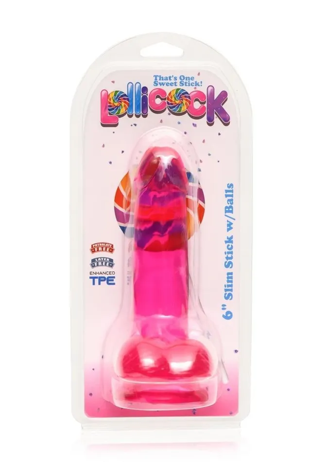 Female Sex Toys Lollicock Lollipop Slim Stick Dildo with Balls