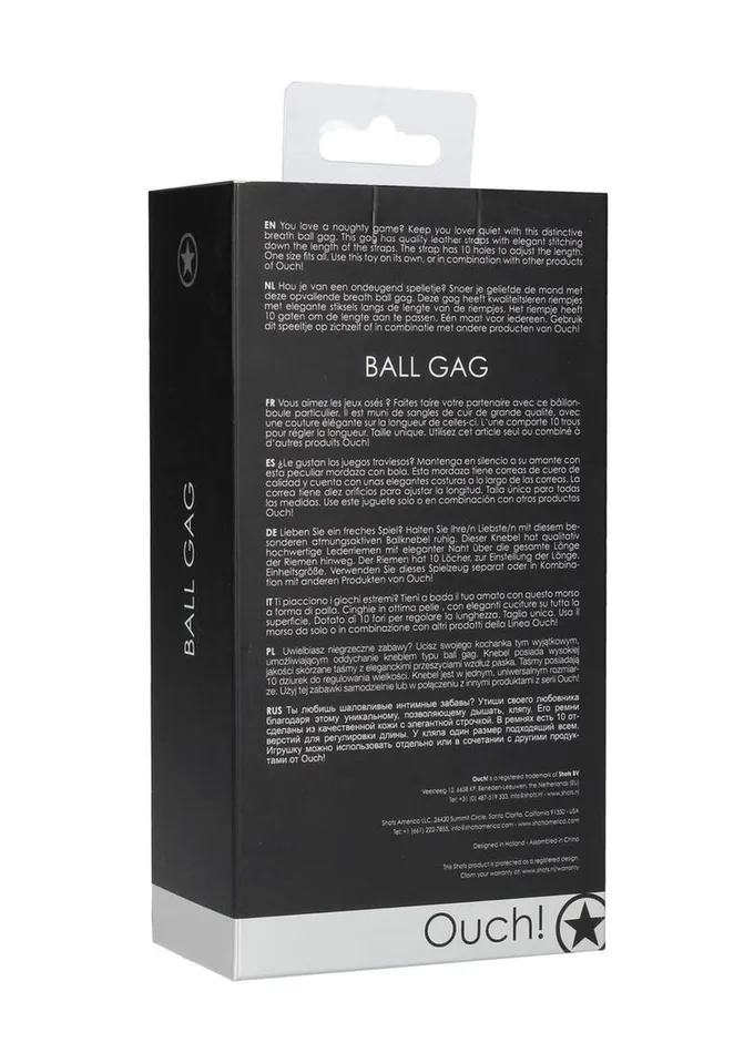 Ouch Ball Gag with Leather Straps Ouch Couples Ouch Ball Gag with Leather Straps Ouch Couples