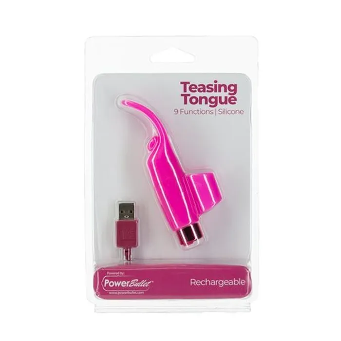 PowerBullet Female Sex Toys Power Bullet Teasing Tongue w Rechargeable Bullet Pink