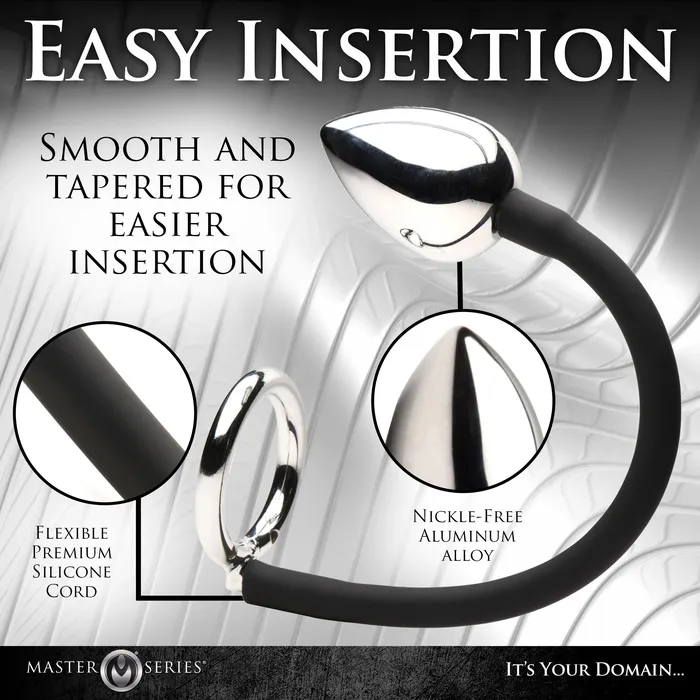 Tug Plus Plug Cock and Ball Ring With Anal Plug Black XR Brands Master Series Male Sex Toys Tug Plus Plug Cock and Ball Ring With Anal Plug Black XR Brands Master Series Male Sex Toys