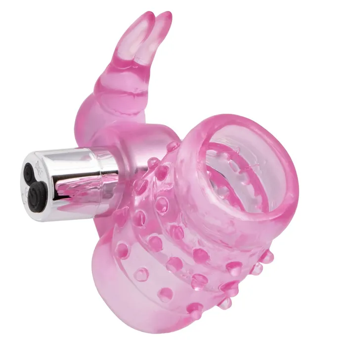 Basic Essentials Stretchy Vibrating Bunny Enhancer Pink Rechargeable CalExotics Vibrators
