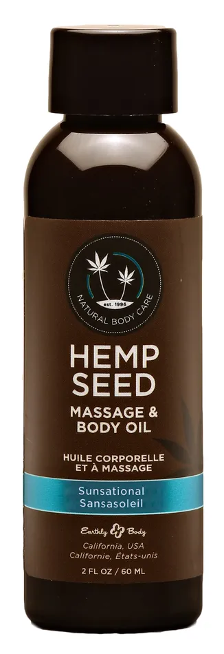 Earthly Body Couples Hemp Seed Massage and Body Oil Sunsational 2 Fl Oz 60ml