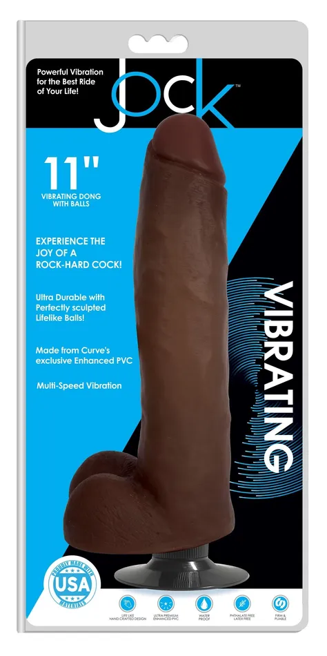 Female Sex Toys Jock JOCK 11 VIBRATING DILDO WITH BALLS CHOCOLATE