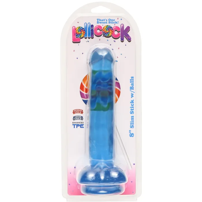 Female Sex Toys Lollicock 8 Slim Stick with Balls Berry Ice
