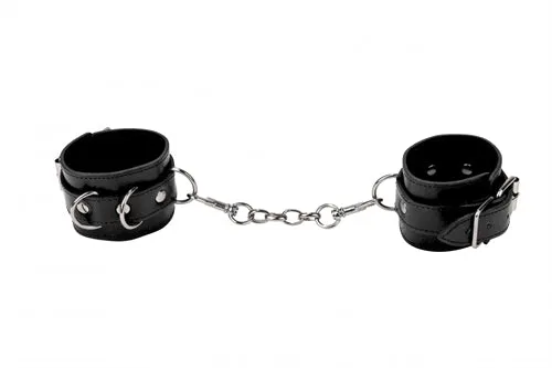 Shots Restraints Leather Cuffs for Hands and Ankles Black