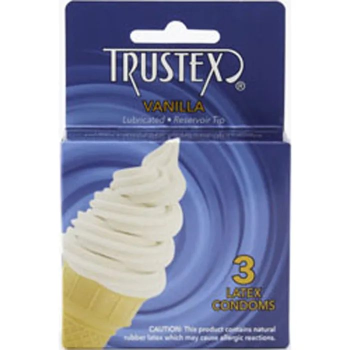 Trustex Flavored Lubricated Condoms 3 Pack Vanilla Paradise Marketing Dildos