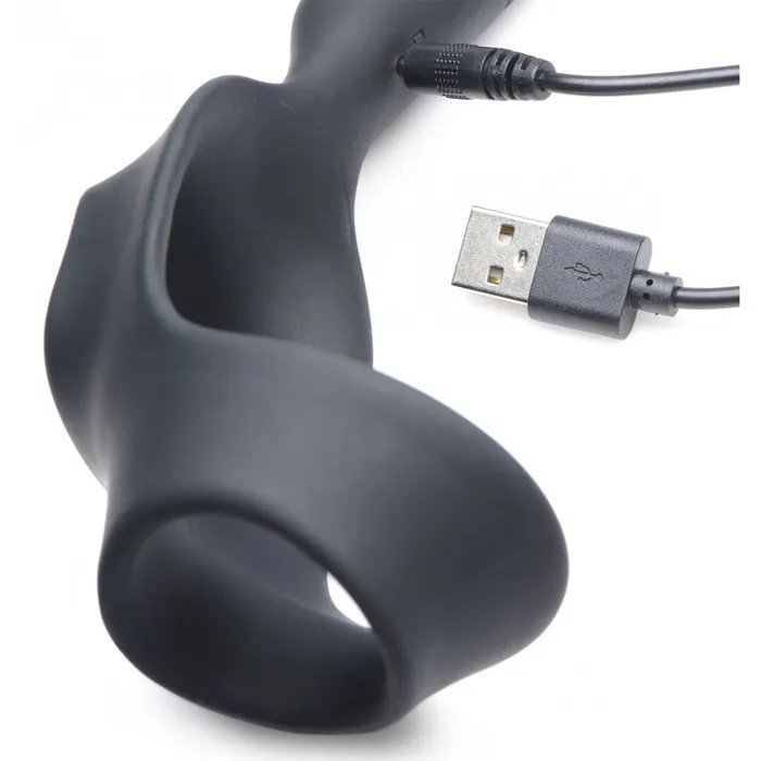10X PBomb Silicone Cock and Ball Ring with Vibrating Anal Plug Alpha Pro Male Sex Toys