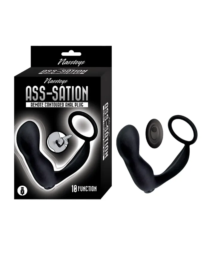 Anal Ass Sation AssSation Contoured Rechargeable Silicone Anal Plug Remote Control Black Anal Ass Sation AssSation Contoured Rechargeable Silicone Anal Plug Remote Control Black