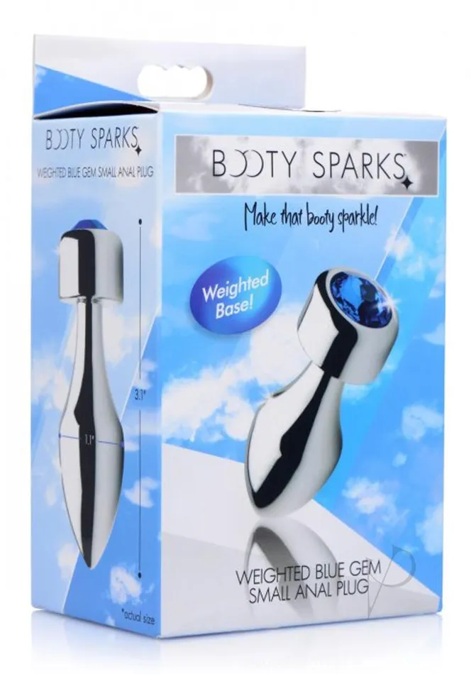 Anal Booty Sparks Booty Sparks Weighted Base Aluminum Plug Gem Small Blue