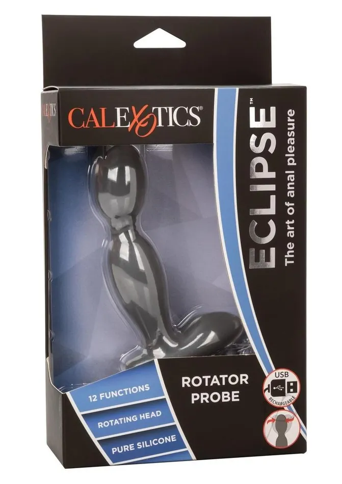 Anal Eclipse Rechargeable Silicone Rotator Probe Grey Eclipse
