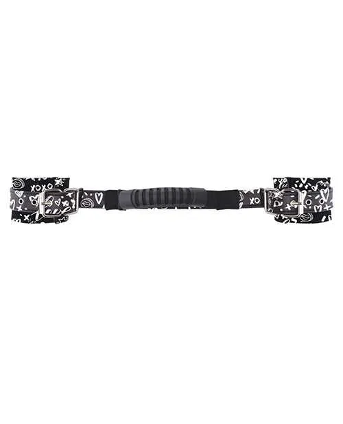 Anal Ouch Shots Ouch Love Street Art Fashion Printed Hand Cuffs wHandle Black