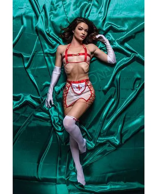 Anal Role Play Role Play Naughty Nurse 5 pc Set RedWhite ML