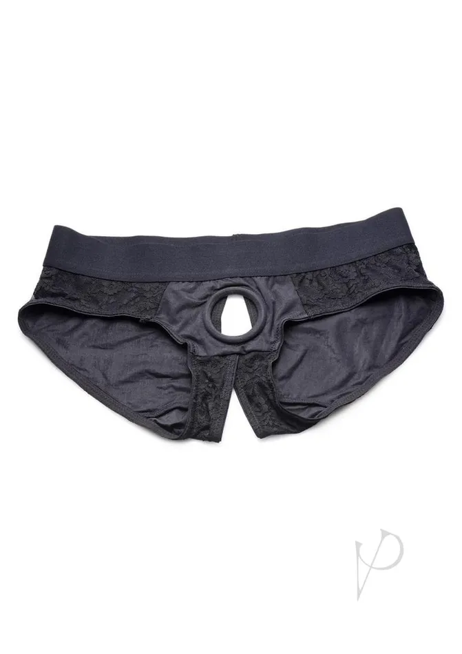 Anal Strap U Lace Envy Black Crotchless Panty Harness XXXLarge Black Strap U