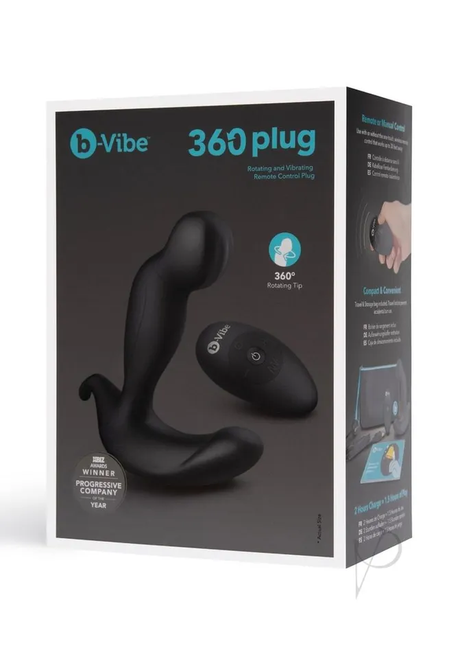 B Vibe BVibe 360 Plug Rechargeable Silicone Rotating and Vibrating Anal Plug with Remote Control Black Male Sex Toys B Vibe BVibe 360 Plug Rechargeable Silicone Rotating and Vibrating Anal Plug with Remote Control Black Male Sex Toys