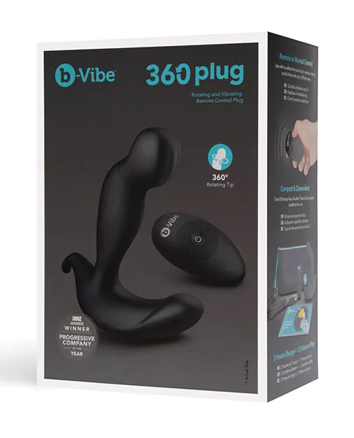 B Vibe BVibe 360 Plug Rechargeable Silicone Rotating and Vibrating Anal Plug with Remote Control Black Male Sex Toys