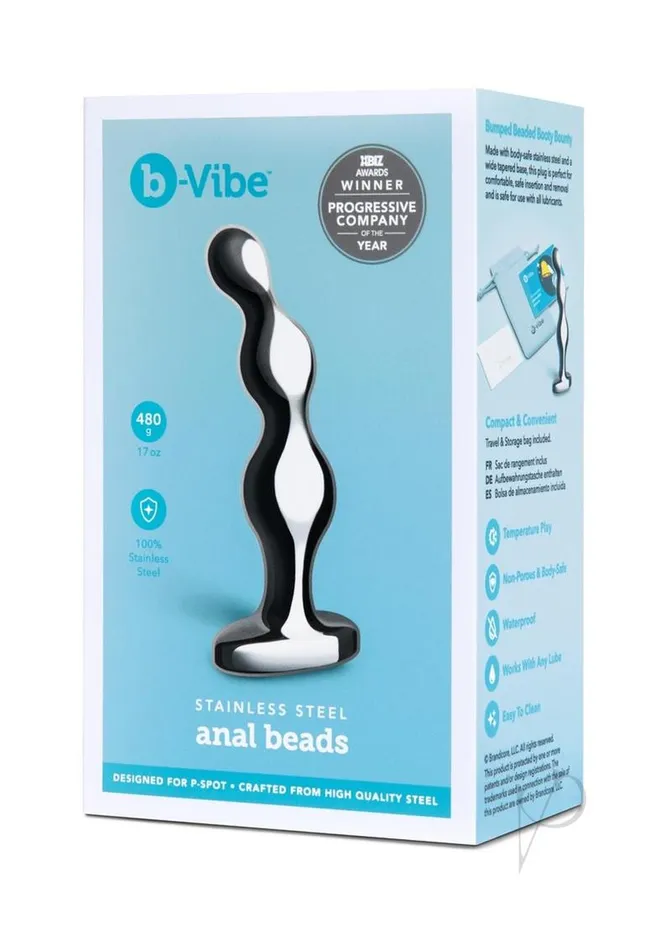 B Vibe BVibe Stainless Steel Anal Beads Silver Anal